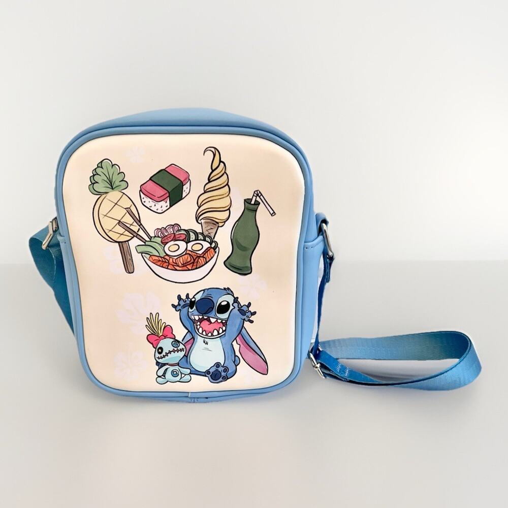 Loungefly Disney Lilo & Stitch Snacktime with Stitch Blue White Crossbody Bag